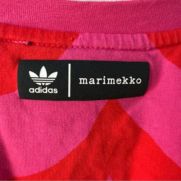 adidas Marimekko Red and Pink Wave Short Sleeve Tee - Picture 1 of 5